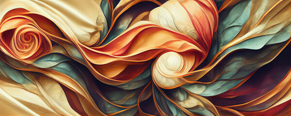 Wall Mural - Abstract organic floral wallpaper background illustration (Generative AI)