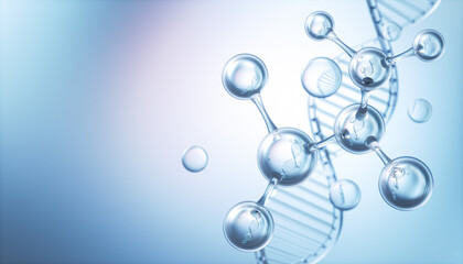 Wall Mural - molecule or atom, abstract structure for science or medical background, 3d illustration.