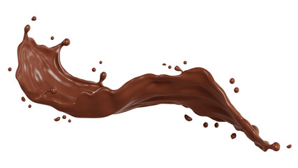 chocolate isolated splashes wave. 3d render illustration