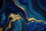 Fototapeta Konie - Blue agate texture with golden glitter veins abstract. Generative ai