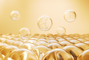 Wall Mural - cosmetic serum oil drop on skin cell, skin repair, moisturizer, collagen serum, advertising backgrou