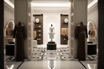 Contemporary luxurious fashion store interior. generative ai