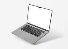 Laptop With Blank Screen Isolated On White Background