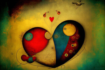 Wall Mural - Valentines heart abstract background, Generative AI