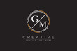 letter gm elegant and luxury Initial with circle frame minimal monogram logo design vector template