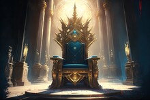 Fantasy Throne In A Palace. Inside Pyramid. Fantasy Scenery. Generative AI