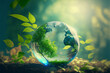 Leinwandbild Motiv World environment and earth day concept with glass globe and eco friendly enviroment