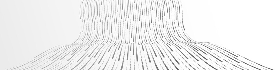 Technology vector abstract background with lines big data flow, 3D abstraction of nanotechnology and science, electronics and digital style, wire net dimensional perspective.