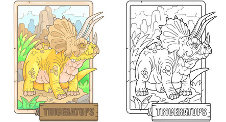 Sticker - prehistoric dinosaur triceratops, illustration design