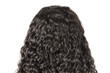 closeup of deep wave curly natural black color human hair weaves lace wigs