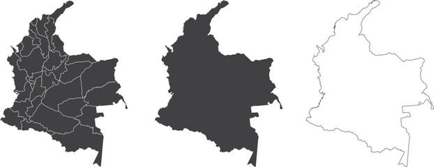 Wall Mural - set of 3 maps of colombia - vector illustrations