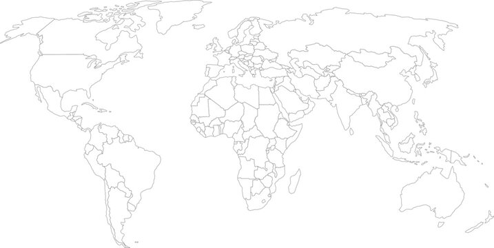 Fototapete - vector illustration of gray colored world map