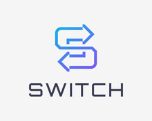 Letter S Switch Arrow Swap Change Transfer Reload Opposite Reverse Repeat Line Vector Logo Design