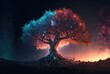 divine tree with glitter glow light, tree of the universe, tree of life, Generative Ai