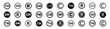 Set Of Intellectual Property Or Copyright Trademark Symbols