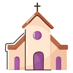 Sticker - Religious place, flat icon of church 