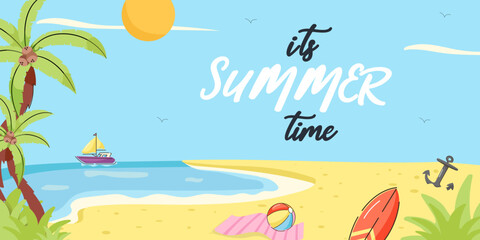 Poster - A visually appealing horizontal banner of summer time 