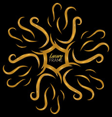 Canvas Print - Luxury vector gold frame, border on black background. Abstract, wedding, text copy space concept