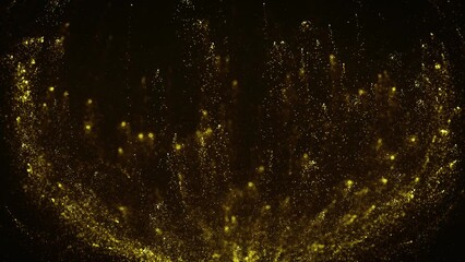 Wall Mural - abstract gold particles rising background/ 4k animation of an abstract 3d rendered background of bur