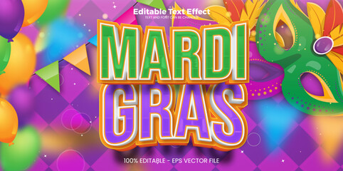 Wall Mural - Mardi Gras editable text effect in modern trend style
