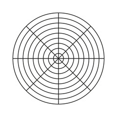 wheel of life template. simple coaching tool for visualizing all areas of life. polar grid of 8 segm