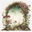 Leinwandbild Motiv Generative AI: enchanted fairy tale arch with flowers