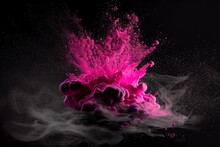 Pink Explosion On A Black Background, Generative Ai