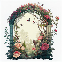 Poster - Generative AI: enchanted fairy tale arch with flowers