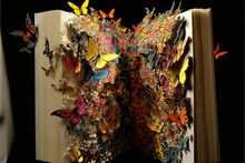 A Book With A Bunch Of Butterflies On The Pages Of It And A Book With A Bookmark On The Front Of It And A Book With A Bookmark In The Middle Of The Pages.