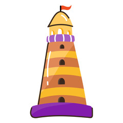 Canvas Print - A doodle icon of lighthouse designed in flat style 