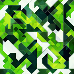 Wall Mural - Green geometric seamless pattern.