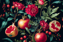 Traditional Fruit And Flowers Pattern In A Classic Vintage Style Ideal For Backgrounds