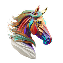 Multicolored  Horse Head 3d For T-shirt Printing Design And Various Uses