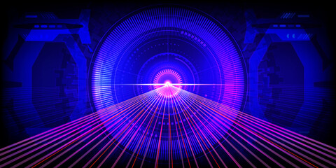 Hi-technology with laser beam for futuristic concept, hi-tech digital background.