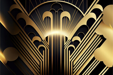 luxury background with black and golden art deco pattern