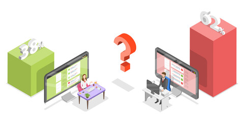 Wall Mural - 3d isometric flat conceptual illustration of split testing