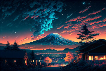 Wall Mural - sunset in the mountains