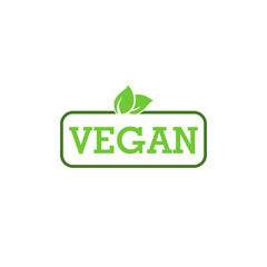 Wall Mural - Fresh healthy organic vegan food logo label isolated on white background