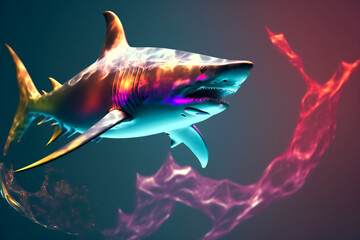 Wall Mural - Creative abstract Dangerous Shark.  Image created with Generative AI technology.