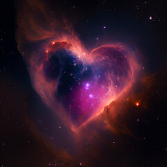 Heart shaped nebula. Heart galaxy. Astrological symbol of love