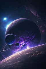 illustration, shiny planet in space, 3d illustration.