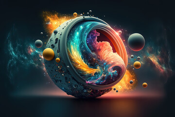 Wall Mural - Generative AI. Abstract picture music instrument. Modern cosmos particle-style picture of the music.