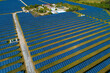 Aerial View of Solar Farm in Indiana Built around Old warehouses