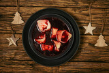 Fototapeta  - Beetroot borscht with small dumplings