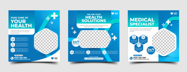 Wall Mural - modern health care and medical social media post template design collection