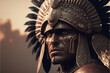 Native American portrait , Mayan warrior, Aztec, Incas, Indian tribe man, ancient civilization, generated ai