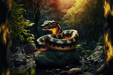 New River Snake King,with Amazing Jungle Bokeh Background