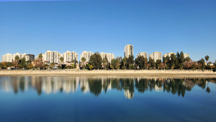 Seyhan river and the western side of the Kisla neighborhood of Yüreğir district of Adana in Turkey