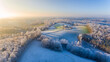 canvas print picture - Atemberaubende Winterlandschaft im Bergischen Land mit warmen Sonnenlicht