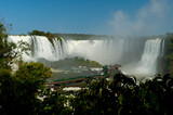 Fototapeta  - iguazu falls seen from the brazilian side in distant angles diablo throat and with its waterfalls and its vegetation
